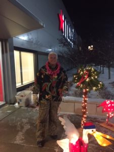 Glacier Technology's Scott Clausen and his tropical red kettle display