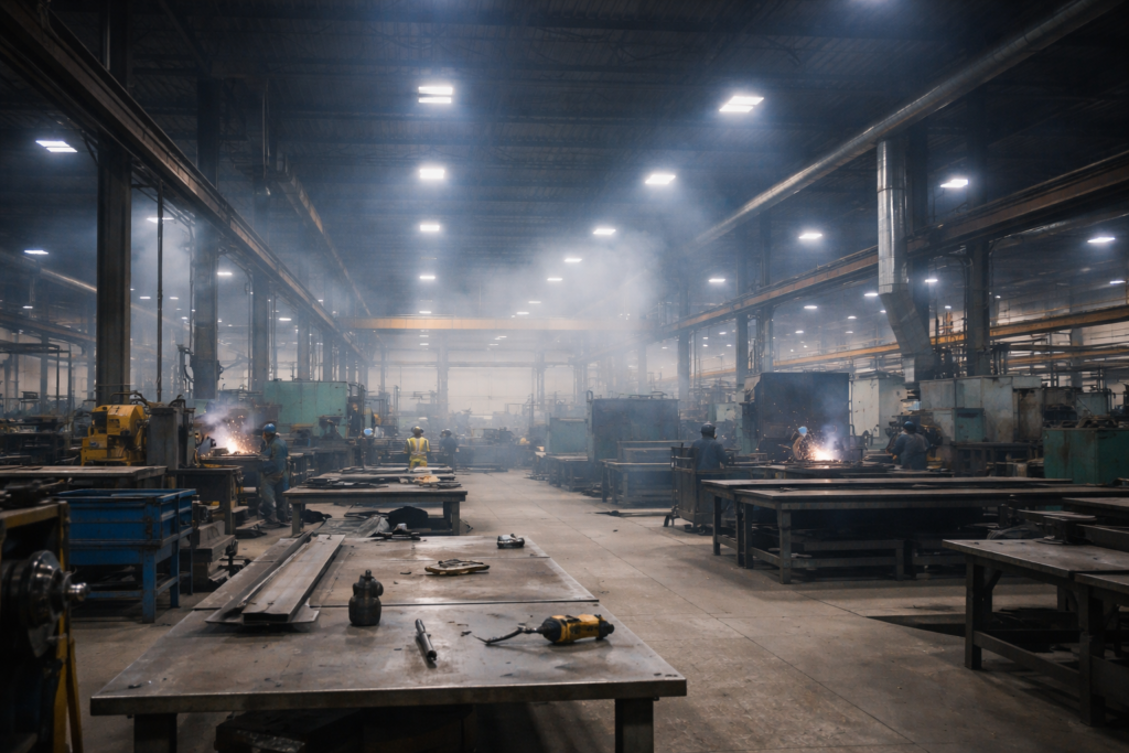 manufacturing environment with fumes